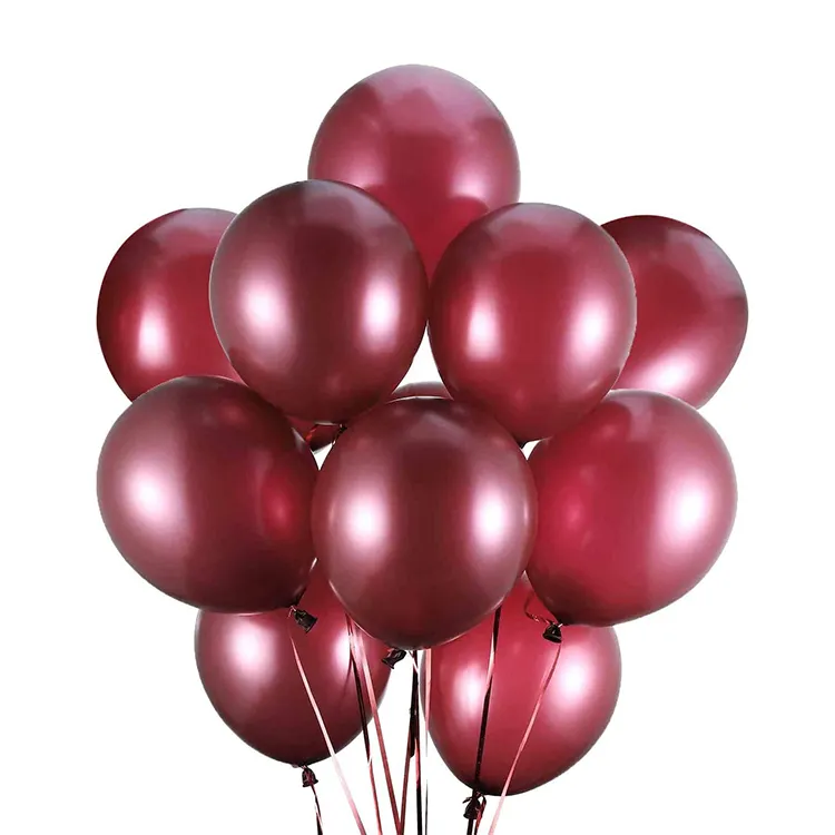 Balões de látex metálicos borgonha, venda quente de balões de látex, de pérola vermelha, 12 polegadas