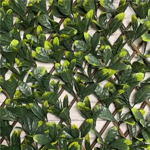 Expanding Artificial PE Laurel Leaf Screening Willow Trellis With Artificial Leaf Garden Fence Artificial Leaf Fence