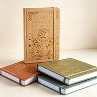 Cuaderno de Cuero PU de Tapa Dura Estilo Vintage, Cosido, con Grabado en Relieve y Lámina Dorada, con Banda Elástica, para la Escuela, Oficina y Uso Diario