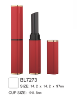 Empaque al por mayor personalizado para barra de rubor con logo, negro mate y rojo con disco superior dorado