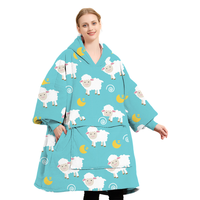 Sweat-shirt couverture en sherpa moelleux surdimensionné d'usine avec poche géante, couverture portable à capuche pour femmes adultes