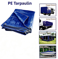 Bâche en PE, tissu enduit imperméable, feuille de plastique, bleu foncé