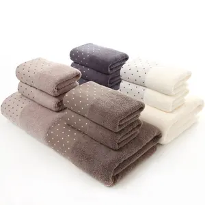 Gift Towel Set 100% Egyptian Cotton Bath Towel Solid Color 70x140cm Dobby Border Cotton Towel Set