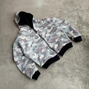 Felpa con Cappuccio Personalizzata con Stampa Integrale in Cotone Pesante 480gsm, Stile Vintage Streetwear, Camouflage Reversibile con Zip per <span class=keywords><strong>Uomo</strong></span> - Product Image 1