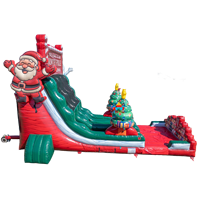 Grand toboggan aquatique gonflable Père Noël du Pôle Nord, thème sapin de Noël, pour parc d'attractions, festival d'hiver, location