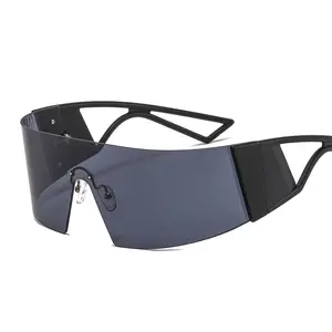 Bán Buôn Thiết Kế Mới Hồ Quang Lớn Một Mảnh Lens Sunglasses Unisex Không Vành Windproof Sunglasses