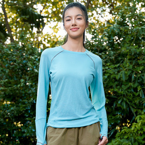 <span class=keywords><strong>T</strong></span>-<span class=keywords><strong>shirt</strong></span> à manches longues en laine mérinos à séchage rapide pour femmes, <span class=keywords><strong>t</strong></span>-<span class=keywords><strong>shirt</strong></span> de sport contrasté, vêtements de <span class=keywords><strong>randonnée</strong></span> en plein air - Product Image 5