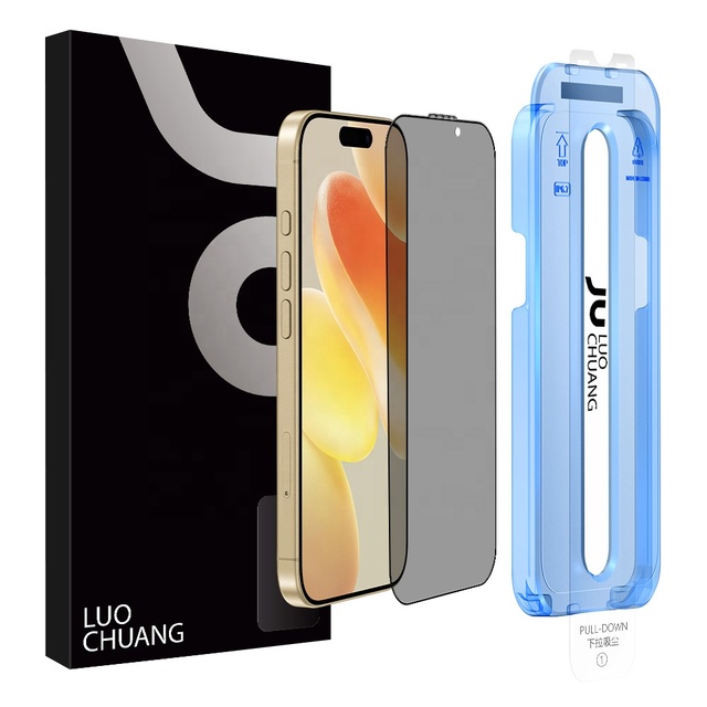 Gamer Smooth 360 Degree Privacy Glass Film for iPhone 17 16 15 14 13 Pro Max Full Glue with Easy Positioning Applicator
