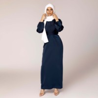 Abaya musulmane personnalisée Aschulman vêtements islamiques modestes et élégants robe en satin pour femmes avec hijab
