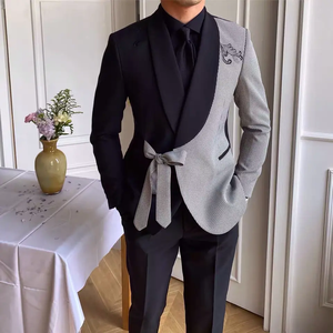 Einzigartiges Patchwork-Design Herrenanzüge 2-teilig: Jacke & Hose – Lässiger, Schmal Geschnittener Anzug für Herren, mit Gürtel, für den Abschlussball - Product Image 5