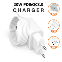 Adaptateur secteur USB C 20W PD QC3.0, chargeur mural à charge rapide, chargeur portable pour téléphone portable, chargeurs Android Type C, vente en gros
