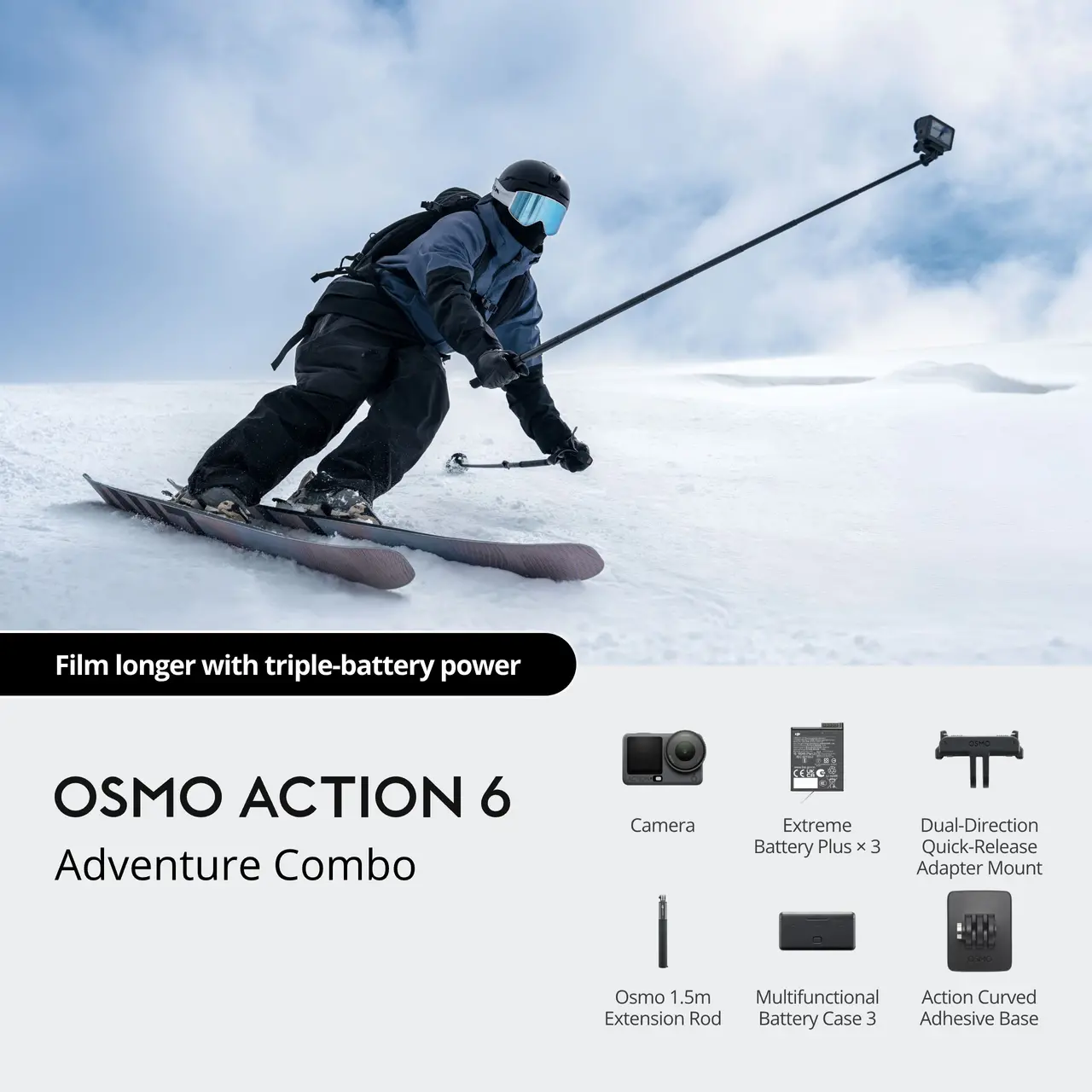 For Osmo Action 6 Adventure Combo 4K Ultra HD Waterproof Action Camera with Stabilization Long Battery Life for Outdoor