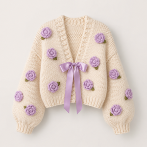 <span class=keywords><strong>Pull</strong></span> personnalisé 7GG fait main en coton 100% - <span class=keywords><strong>Pull</strong></span> tricoté à la main avec motif de rose personnalisé - Product Image 2