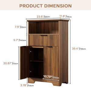 Gabinete de Almacenamiento Alto para Baño SENYU, de Madera de Nogal, con Estante Superior Abierto, Cajón y Puerta Doble, Organizador de Ropa para Baño - Product Image 3