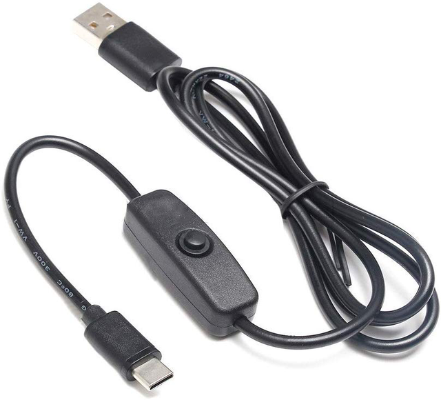 5ft/1.5m 3A USB Type C Cable with 501 On/off Switch  Powering up for New Pi