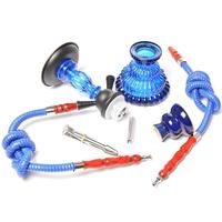 Chicha en verre haut de gamme à 2 tuyaux, kit mini chicha portable classique avec tuyaux en cuir à texture bois