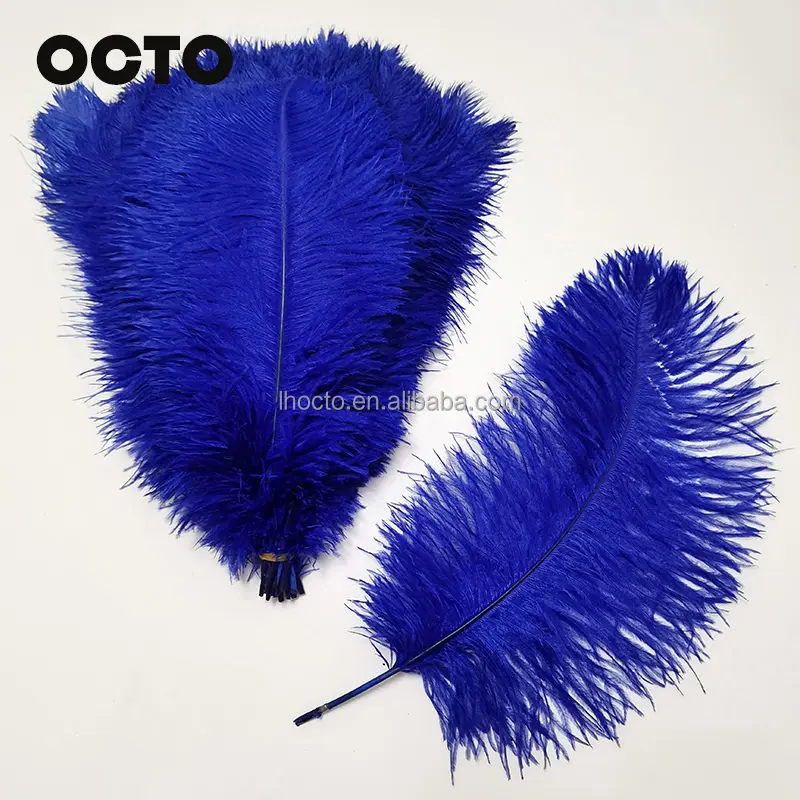 Plumas teñidas de fucsia azul de 16-18 pulgadas baratas para manualidades de fiesta de boda 40-45cm pluma de avestruz