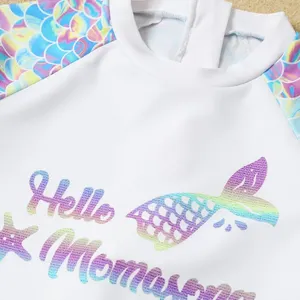 Benutzer definierte süße Bikini süße Kinder Sublimation druck Bade bekleidung Sommer Badeanzüge Baby Mädchen Langarm Haut ausschlag Badeanzug 3M-3T