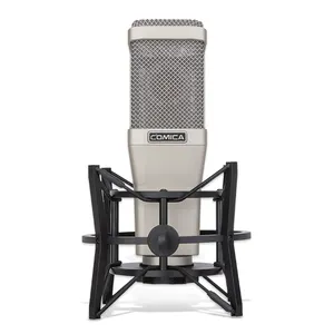 Comica stm01 estúdio microfone de voz profissional, para gravação, suporte 24v/48v, design de montagem de choque especial
