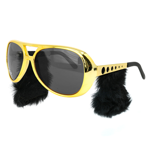 Lunettes de soleil Rock & Roll Lunettes de costume <span class=keywords><strong>Rockstar</strong></span> en or Lunettes de soleil aviateur de célébrités avec barbe attachée Lunettes de soleil de fête - Product Image 1