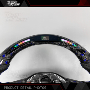 Volant personnalisé en fibre de carbone forgée bleue avec LED pour Volkswagen Golf MK8 Passat 2020-2025 GTI GTD GLI ID4 Tera T-ROC - Product Image 3