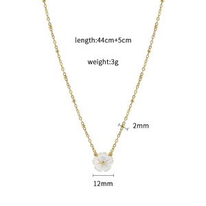 Stainless Steel Flower Pearl Necklace For Women Gold Plated O Chain Everyday Wear - Product Image 4