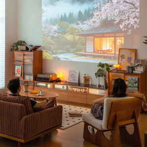 Meuble TV Liuyan en bois de cerisier massif, meuble TV de 2,1 m x 2,3 m avec rangement, meubles de salon - Product Image 4