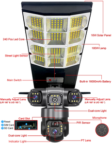 Kamera Keamanan Luar Ruangan 100000 Lithium 1200w 4g Tiga Lensa 12mp Kontrol Jarak Jauh Penglihatan Malam Sensor Gerak V380 Lampu Jalan Tenaga Surya - Product Image 5