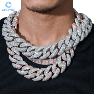 Big Size 28mm Heavy Mosaic Setting Moissanite Cuban Link <b>Chain</b> Necklace Rhodium Plated Solid 925 Silver Hiphop <b>Iced</b> <b>Out</b> Jewelry - Product Image 1