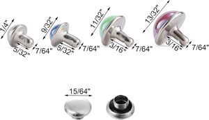 YORANYO Kits de rivets en cuir de tailles variées, rivets à couleurs AB mélangées, rivets cloutés pour vêtements, rivets rapides en forme de dôme pour ceintures et sacs - Product Image 2