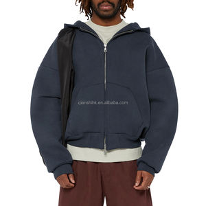 Custom Cotton Black Cropped <b>Hoodie</b> Streetwear Blank Plain Zipper <b>Hoodie</b> Unisex Oversized Double Zip up Hoodies Manufacturers - Product Image 4