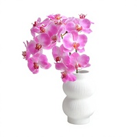 Anggrek Phalaenopsis Buatan Sutra Lembut Melembapkan dan Menghidrasi, Dekorasi Ruang Tamu Rumah, 8 Kepala, Hiasan Tengah Meja