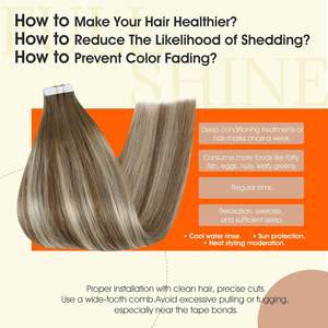 Extensiones de Cabello <span class=keywords><strong>con</strong></span> Cinta Adhesiva, Extensiones de Cabello Natural, Extensiones <span class=keywords><strong>con</strong></span> Cinta Adhesiva de Doble Cara, Marrón Castaño Degradado a <span class=keywords><strong>Rubio</strong></span> Platino <span class=keywords><strong>con</strong></span> Reflejos - Product Image 4