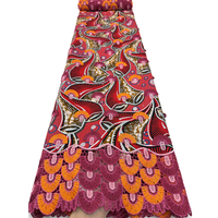 NI.AI Tissu en Cordon Ciré Brodé de Fleurs 3D à Appliques Africaines, le Plus Populaire, pour Robes Féminines, Tissus Cirés Imprimés Nigérians de Haute Qualité