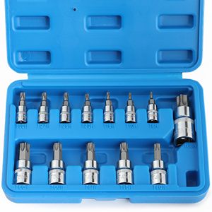 Juego de enchufes Torx de alta resistencia, 13 Uds., 1/4 <span class=keywords><strong>3</strong></span>/<span class=keywords><strong>8</strong></span> y 1/2, llave de accionamiento mecánico, llave de impacto, caja de enchufes cromada para herramientas de coches - Product Image 6