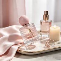 Flacon de parfum en verre vide à nervures verticales de luxe, 30 ml, 50 ml, 100 ml, avec bouchon rond, flacon vaporisateur de parfum, logo personnalisé