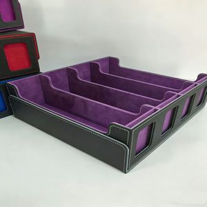 Boîte de rangement pour cartes en cuir violet avec plusieurs emplacements pour une collection bien organisée et un design pliable - Product Image 3