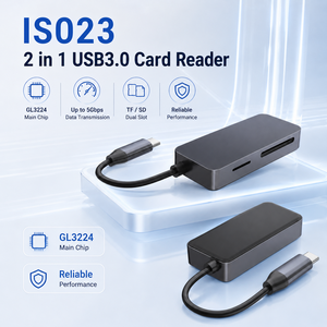 Lector de Tarjetas USB C Tipo A 2 en 1 de Doble Conector, Alta Velocidad 5Gbps, Adaptador de Lector de Tarjetas de Memoria <span class=keywords><strong>Micro</strong></span> <span class=keywords><strong>SD</strong></span> TF de Aluminio con Cable para PC - Product Image 5