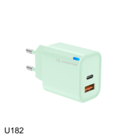 Adaptador de Pared USB-A+Tipo-C con Luz LED para Teléfonos Inteligentes y Bancos de Energía, Mini Adaptador Rápido para Móviles, con Certificación CE, Venta al Por Mayor