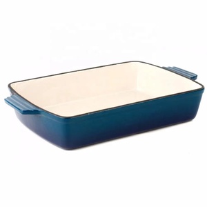 Plat de cuisson rectangulaire en fonte émaillée de 33 cm avec doubles poignées, durable et écologique, pour <span class=keywords><strong>gratin</strong></span> de <span class=keywords><strong>fromage</strong></span>, lasagnes et autres plats <span class=keywords><strong>au</strong></span> four – Vente en gros - Product Image 1