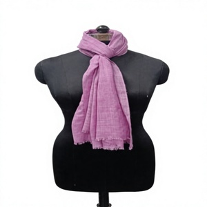 <b>Pink</b> Solid Viscose Scarf Lightweight Woven Shawl Fringe End Rectangle Fabric <b>Wrap</b> for Daily Wear - Product Image 1