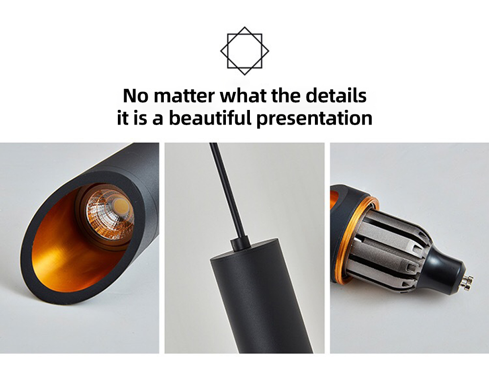 High quality Bar Black Chandeliers Fixture Rustic Vintage Lamp 7w Led tube spotlight Pendant Light