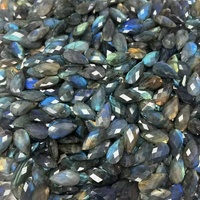 Pendentif en labradorite naturelle facettée avec trou percé, breloques en pierre bleue chatoyante de haute qualité pour la fabrication de bijoux DIY, collier