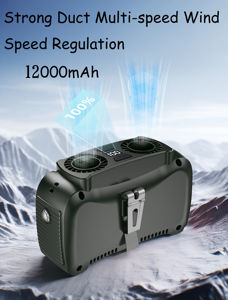 Ventilador de Cintura Portátil Sin Aspas de 12000mAh, Manos Libres, Doble Canal, Linterna SOS, Pantalla Digital, para RV, Auto y Exteriores - Product Image 2