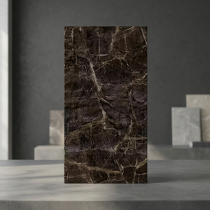 Serie de azulejos de porcelana brillante para pisos y paredes Nikola Brown Luxury Stone de 600x1200 mm - Product Image 1