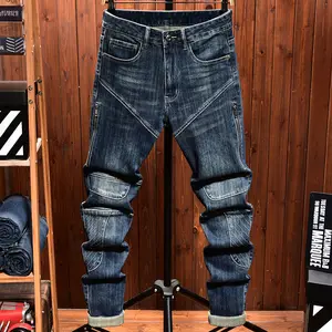 Custom Design Fashion Casual Skinny Jeans Men's Light Blue Jeans Pants Men