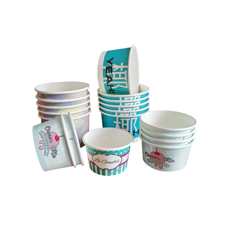 뜨거운 판매 일회용 아이스크림 컵 제조 업체 직접 판매 250ml 종이 용기 주문 제작 인쇄 컵