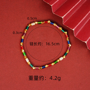 <span class=keywords><strong>Pulseras</strong></span> <span class=keywords><strong>de</strong></span> <span class=keywords><strong>moda</strong></span> para mujer con dijes <span class=keywords><strong>de</strong></span> budismo, ajustables, <span class=keywords><strong>de</strong></span> cuentas esmaltadas, chapadas en oro <span class=keywords><strong>de</strong></span> latón martillado con circonitas, con caja - Product Image 3