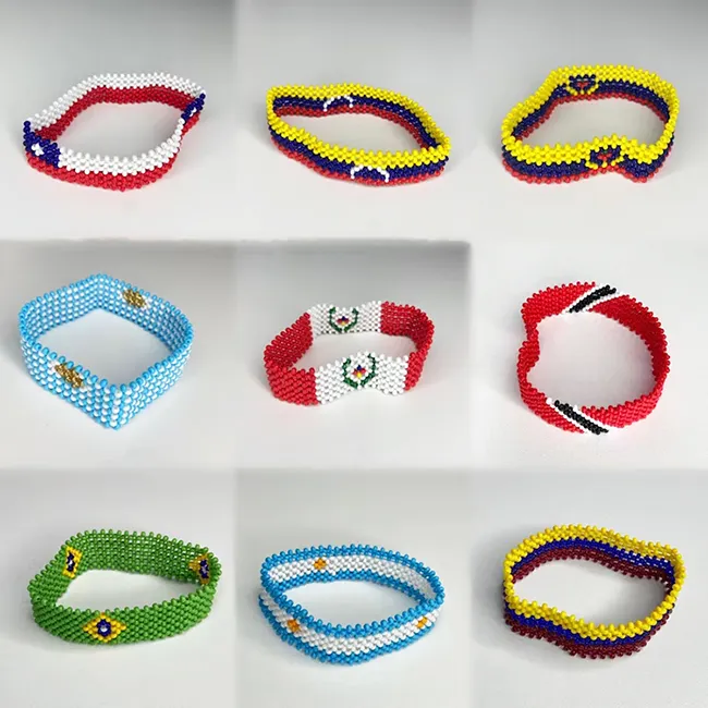 Brésil Argentine Colombie Chili Équateur Trinidad Uruguay Venezuela Pérou Pays d'Amérique du Sud Drapeau Bracelet perlé