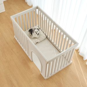 136*71cm tiga sikat melengkung plastik anjing Playpen Mudah merakit dilipat kandang anjing pagar untuk kecil Ukuran Sedang anak anjing hewan peliharaan - Product Image 1